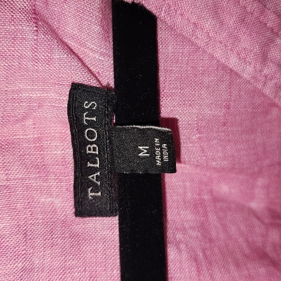 Talbots Size M Medium 100% Linen Pink V-neck Lightweight - Picture 5 of 8